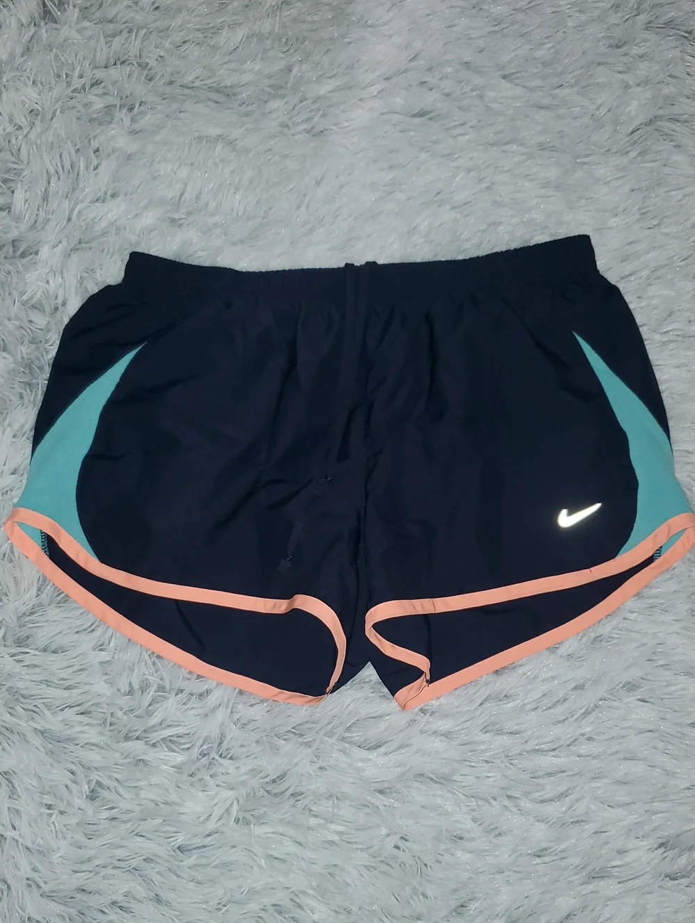 *Nike Women’s Navy Running Shorts with Coral Trim*